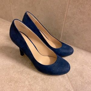 Navy blue suede heels